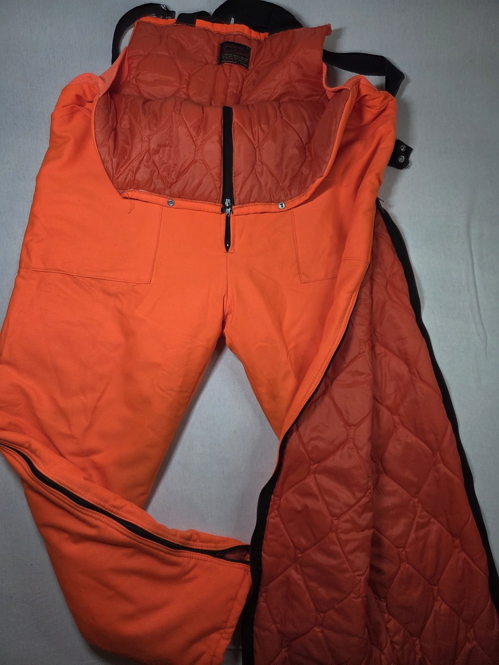 Orange Vintage Set of Hunting Bib and Matching Sweatshirt, Beanie, and Gloves XL